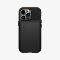 ACS03274 - iPhone 13 Pro Case Slim Armor CS in black showing the back with card slot closed